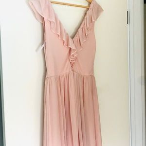 Ruffled v-neck ASOS dress blush pink